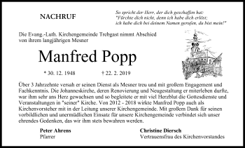 Anzeige von Manfred Popp von MGO