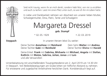 Anzeige von Margareta Dressel von MGO