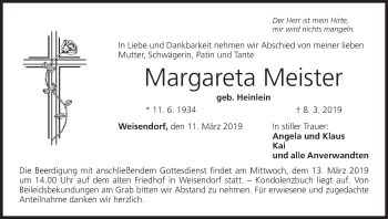 Anzeige von Margareta Meister von MGO
