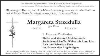 Anzeige von Margareta Strzedulla von MGO