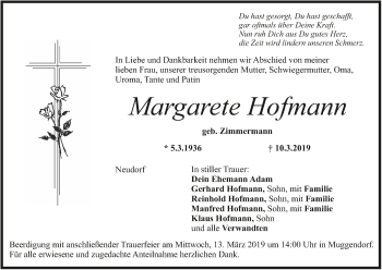 Anzeige von Margarete Hofmann von MGO