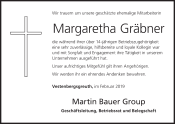 Anzeige von Margaretha Gräbner von MGO