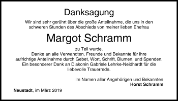 Anzeige von Margot Schramm von MGO