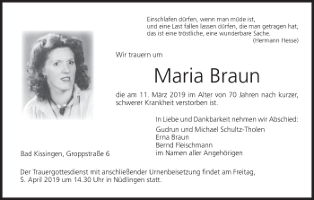 Anzeige von Maria Braun von MGO