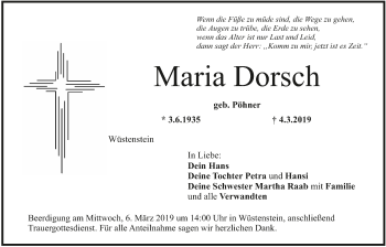 Anzeige von Maria Dorsch von MGO