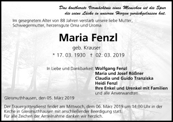 Anzeige von Maria Frenzl von MGO