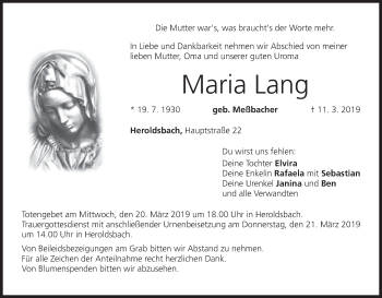 Anzeige von Maria Lang von MGO