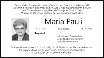 Anzeige von Maria Pauli von MGO