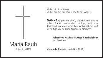 Anzeige von Maria Rauh von MGO