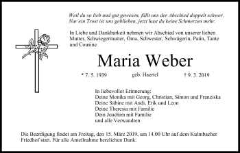 Anzeige von Maria Weber von MGO