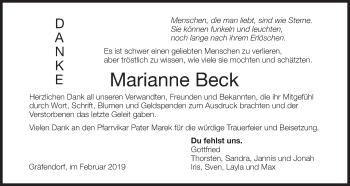 Anzeige von Marianne Beck von MGO