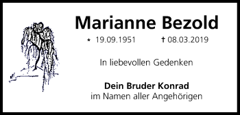 Anzeige von Marianne Bezold von MGO