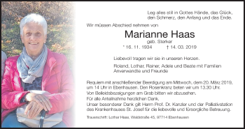 Anzeige von Marianne Haas von MGO