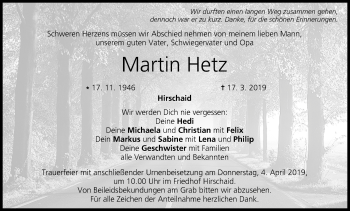 Anzeige von Martin Hetz von MGO