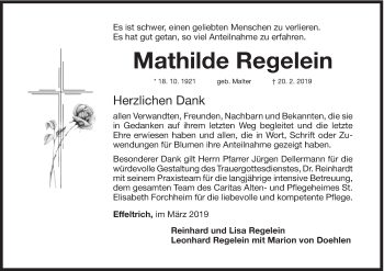 Anzeige von Mathilde Regelein von MGO