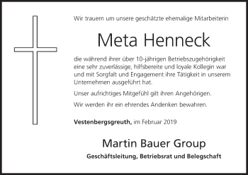 Anzeige von Meta Henneck von MGO