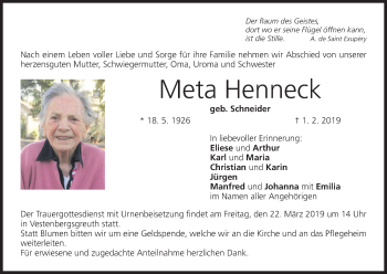 Anzeige von Meta Henneck von MGO