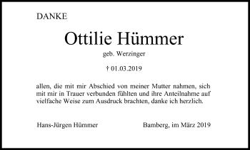 Anzeige von Ottilie Hümmer von MGO