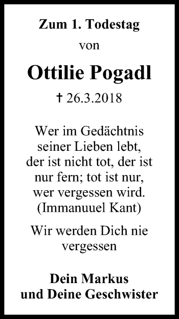 Anzeige von Ottilie Pogadl von MGO