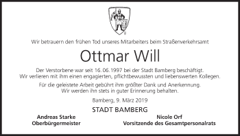 Anzeige von Ottmar Will von MGO