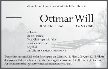 Anzeige von Ottmar Will von MGO