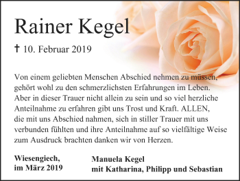 Anzeige von Rainer Kegel von MGO