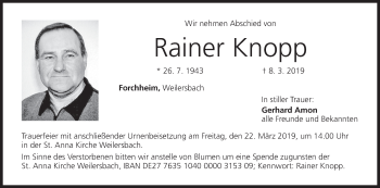 Anzeige von Rainer Knopp von MGO