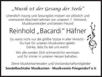 Anzeige von Reinhold Häfner von MGO