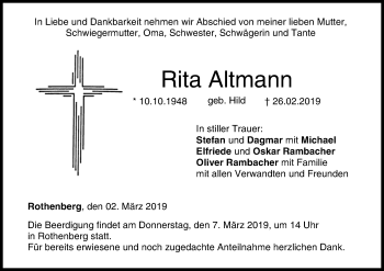 Anzeige von Rita Altmann von MGO