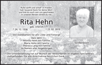 Anzeige von Rita Hehn von MGO