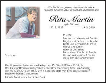 Anzeige von Rita Martin von MGO