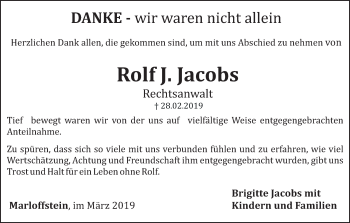 Anzeige von Rolf J. Jacobs von MGO