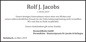 Anzeige von Rolf J. Jacobs von MGO