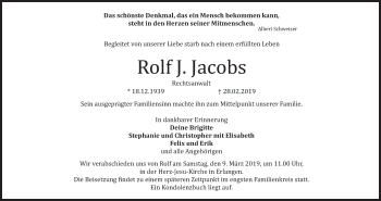 Anzeige von Rolf J. Jacobs von MGO