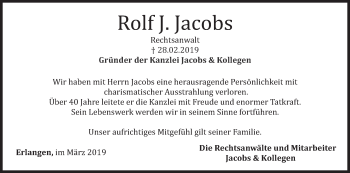Anzeige von Rolf J. Jacobs von MGO