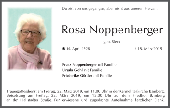 Anzeige von Rosa Noppenberger von MGO