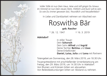 Anzeige von Roswitha Bär von MGO
