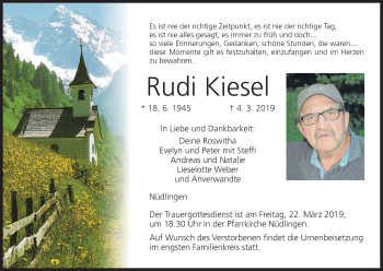 Anzeige von Rudi Kiesel von MGO