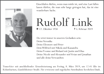 Anzeige von Rudolf Link von MGO