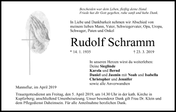 Anzeige von Rudolf Schramm von MGO