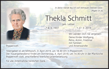 Anzeige von Thekla Schmitt von MGO