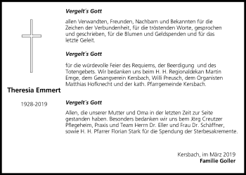 Anzeige von Theresia Emmert von MGO