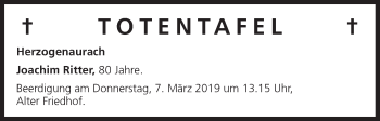 Anzeige von Totentafel vom 06.03.2019 von MGO