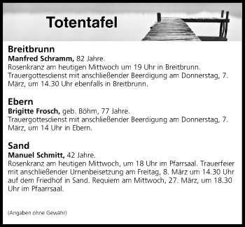 Anzeige von Totentafel vom 06.03.2019 von MGO