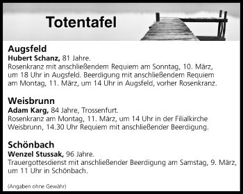 Anzeige von Totentafel vom 09.03.2019 von MGO