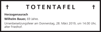 Anzeige von Totentafel vom 26.03.2019 von MGO