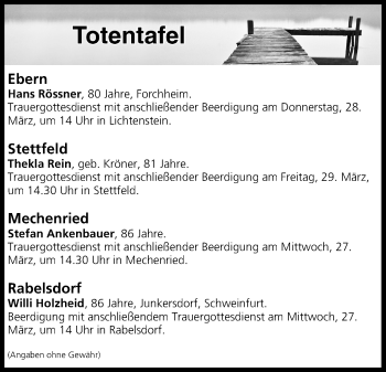 Anzeige von Totentafel vom 27.03.2019 von MGO