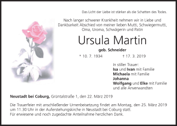 Anzeige von Ursula Martin von MGO