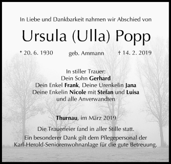 Anzeige von Ursula Popp von MGO