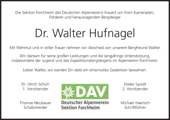 Anzeige von Walter Hufnagel von MGO